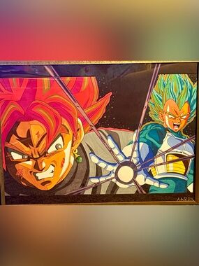 Dragon Ball Z Fan Art Canvas - Goku Black & Vegeta Energy Clash